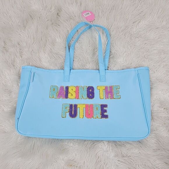 Simply Southern Turquoise Sparkle Tote Raising The Future Teacher’s Bag NWT - Picture 1 of 7